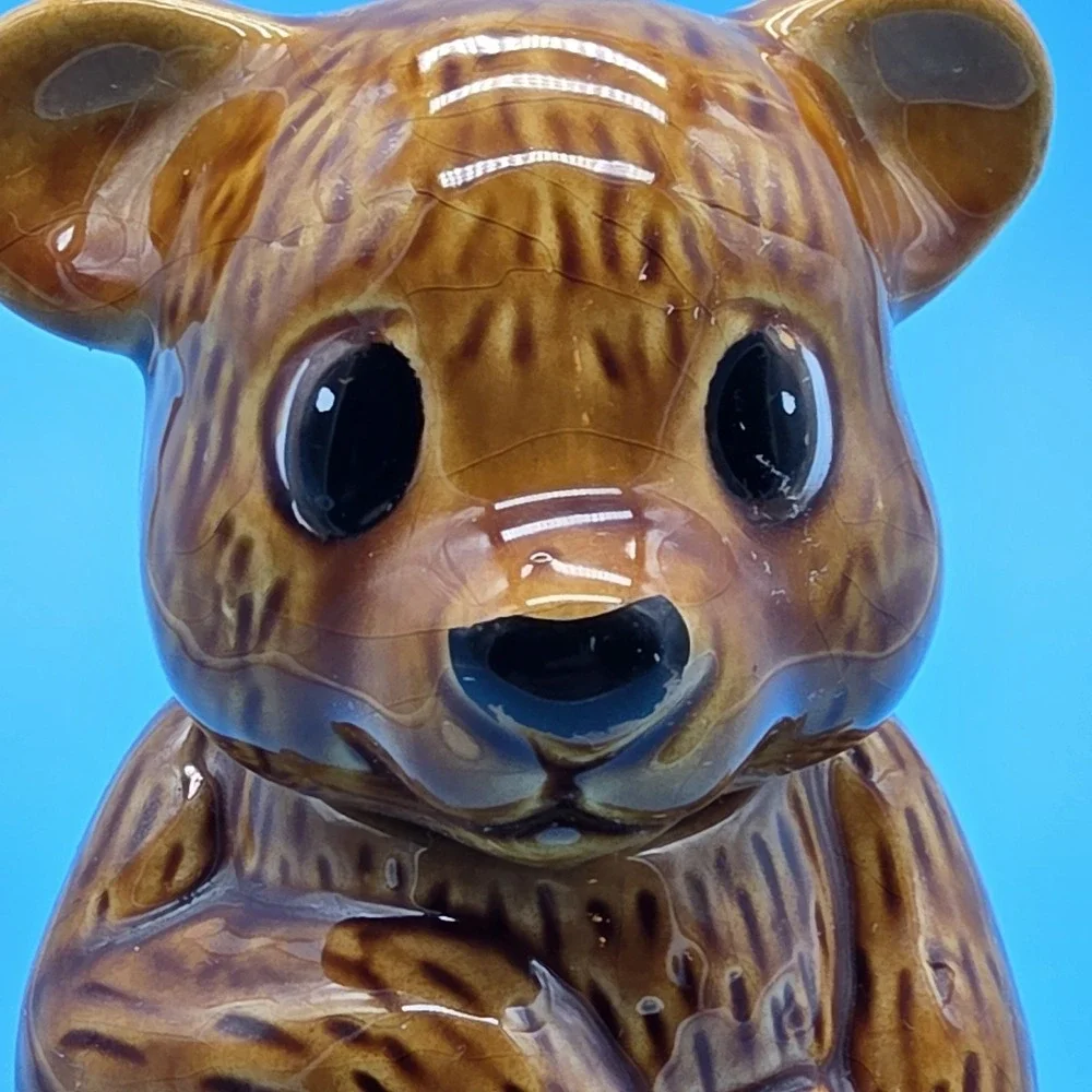 Brown Bear Honey Pot Cookie Jar Ceramic Removable Head